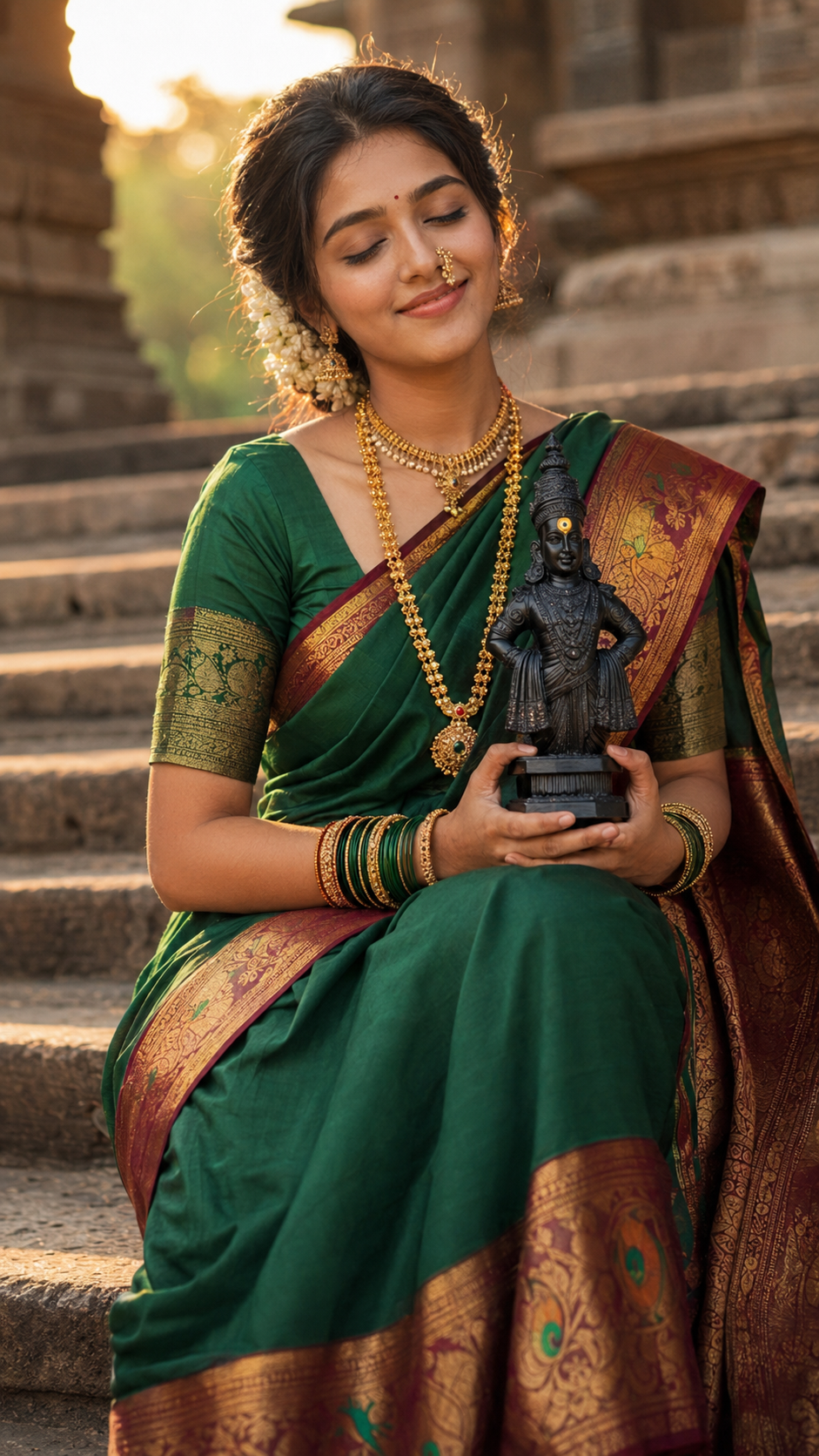Serene moment in traditional attire