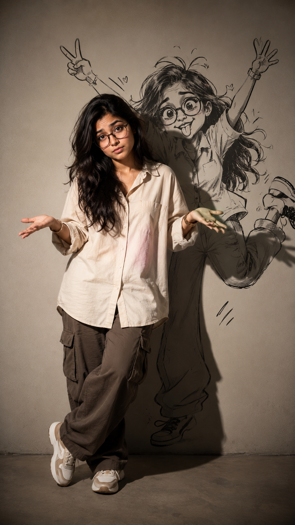 Playful Cartoon Shadow Portrait