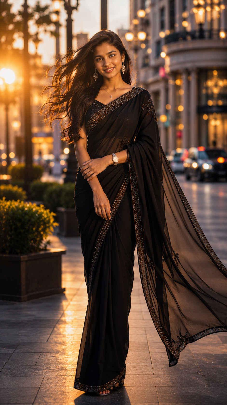 Golden hour elegance on city streets