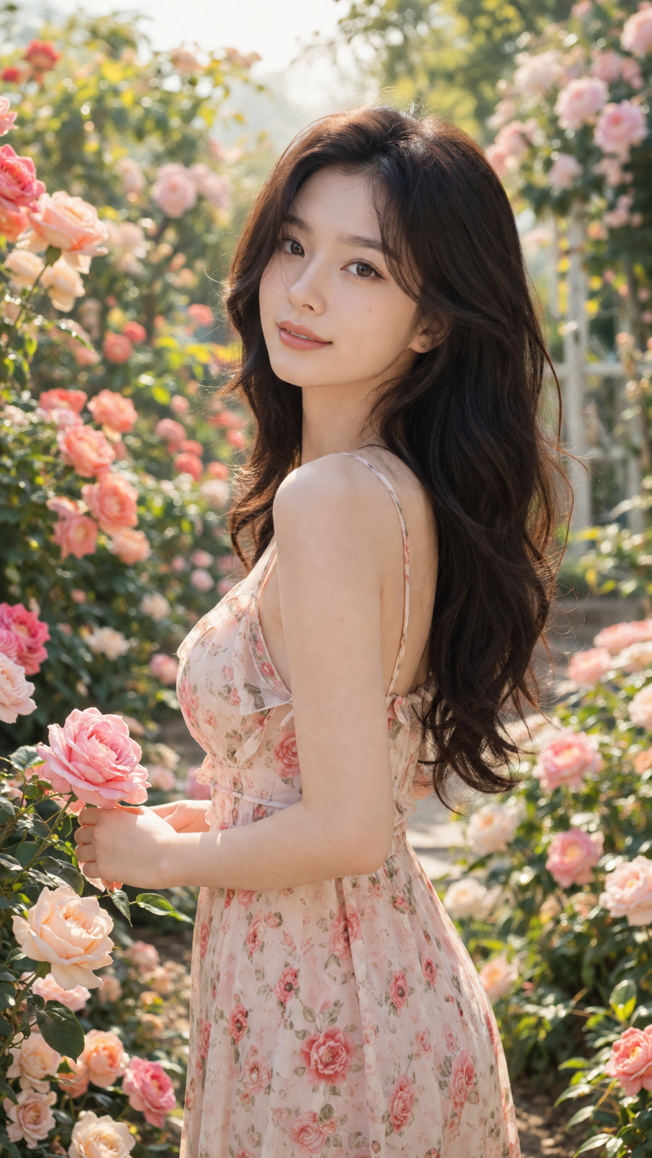 Serene beauty in a rose garden