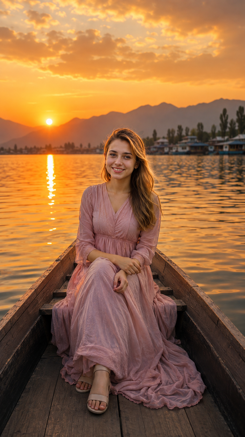 Sunset Lake Boat Girl 🌅