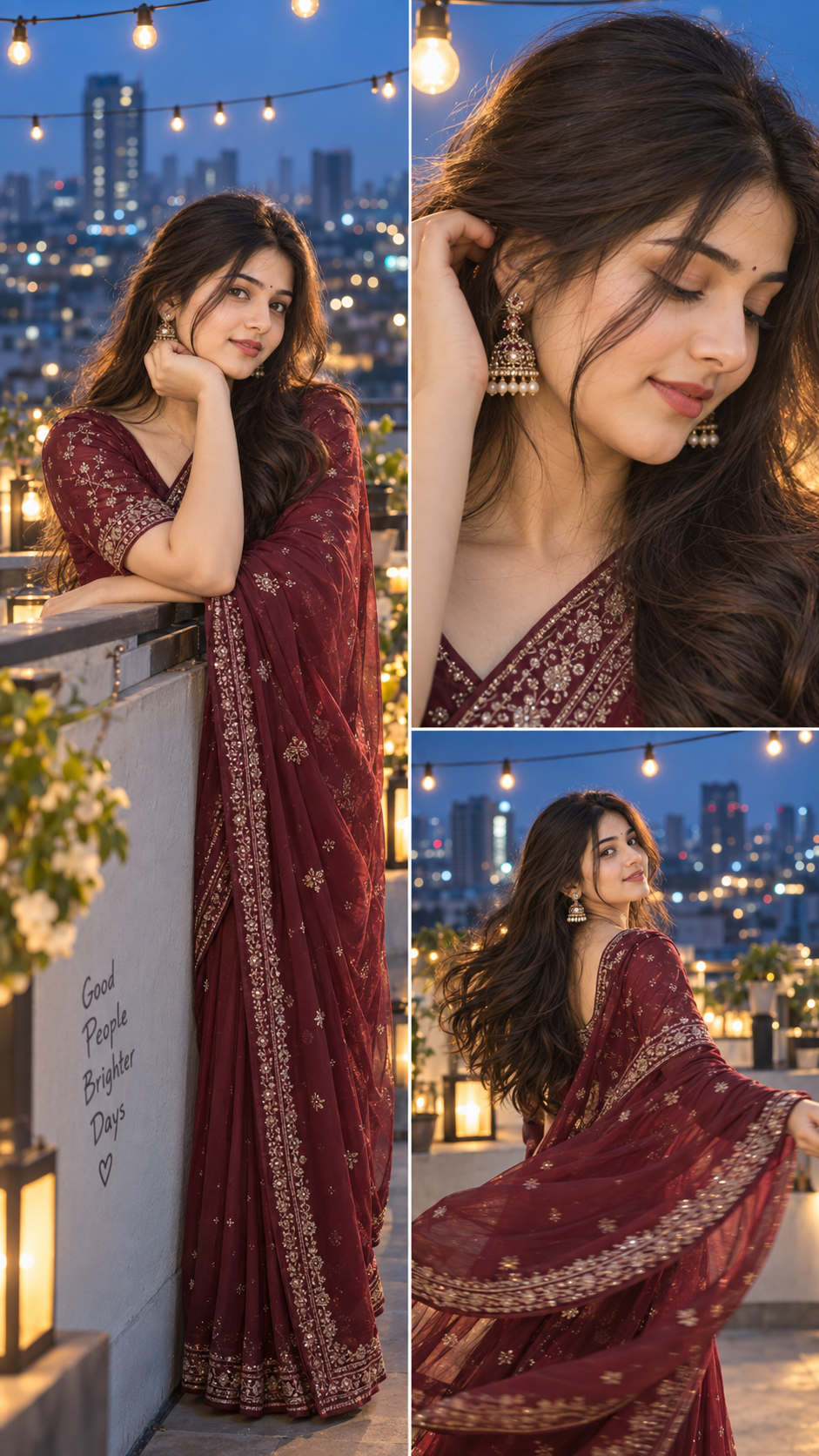 Twilight Rooftop Saree Moments