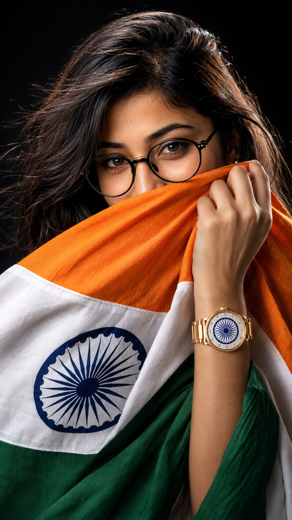 Flag-Wrapped Portrait with Ashoka Chakra