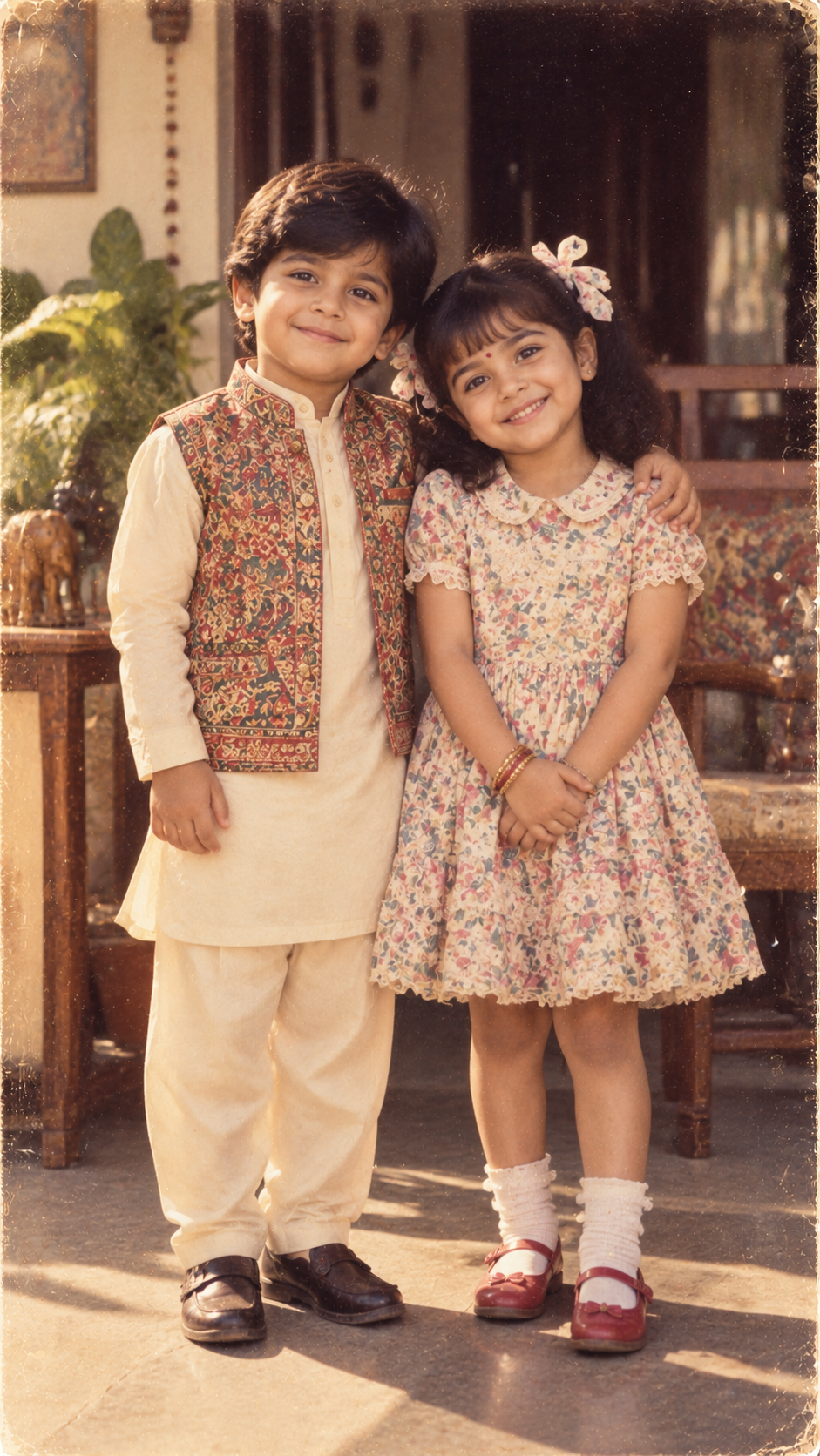 Nostalgic Sibling Portrait on the Veranda