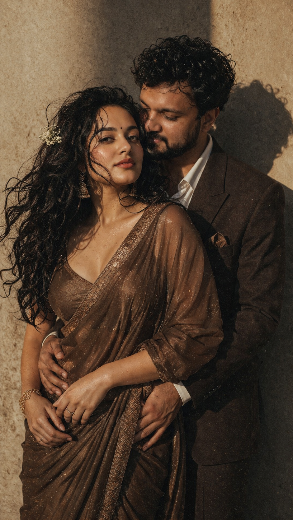 Romantic embrace in vintage tones