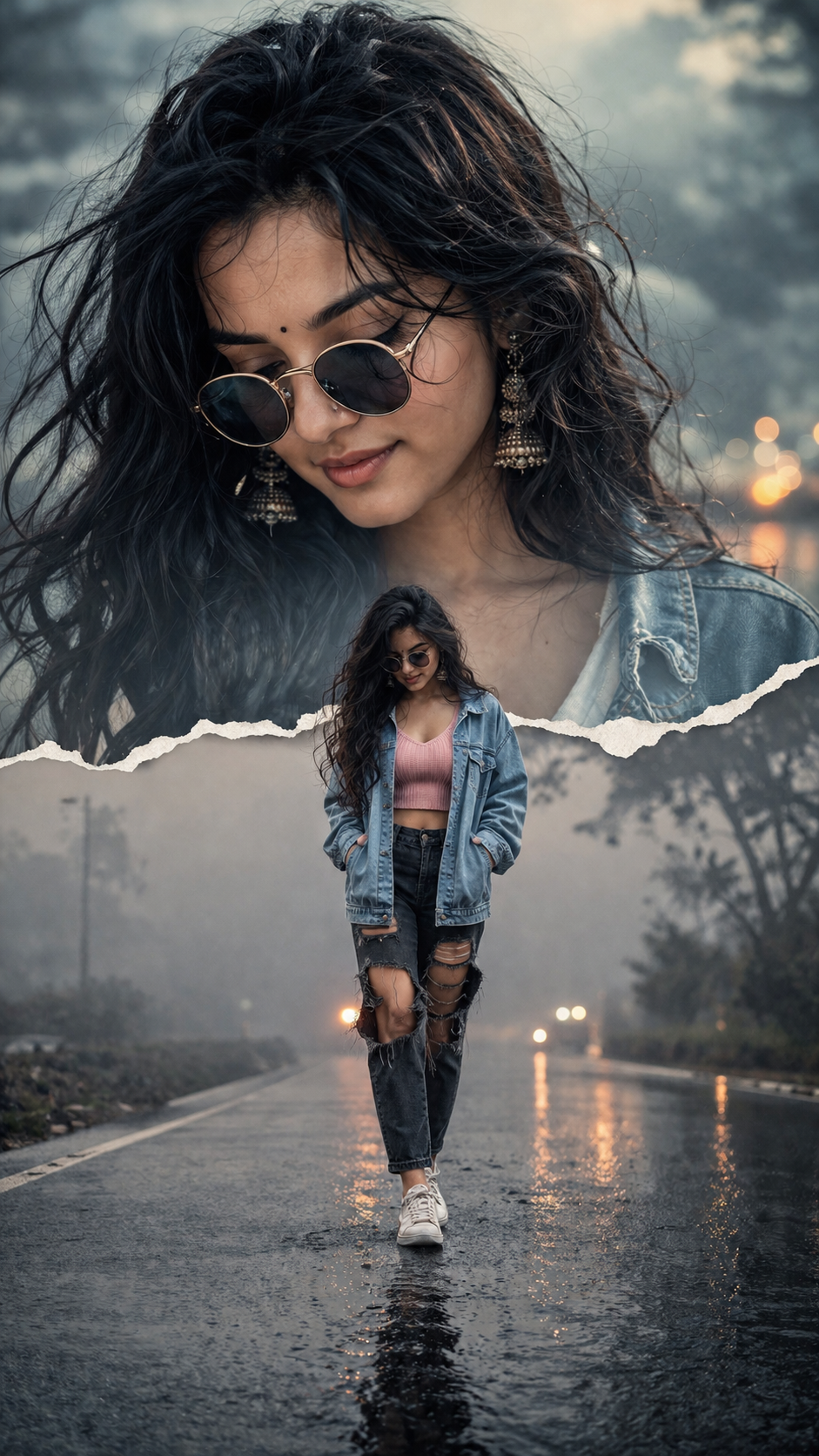 Urban street portrait with dreamy atmosphere