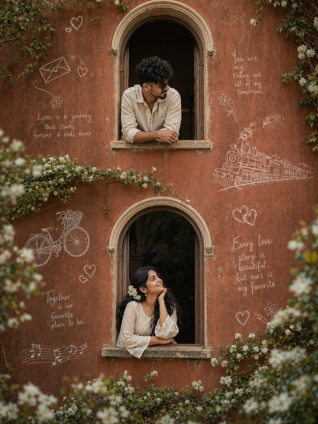 Romantic courtyard love story in bloom