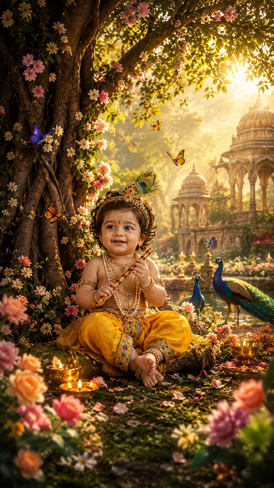 Little Krishna in Magical Garden