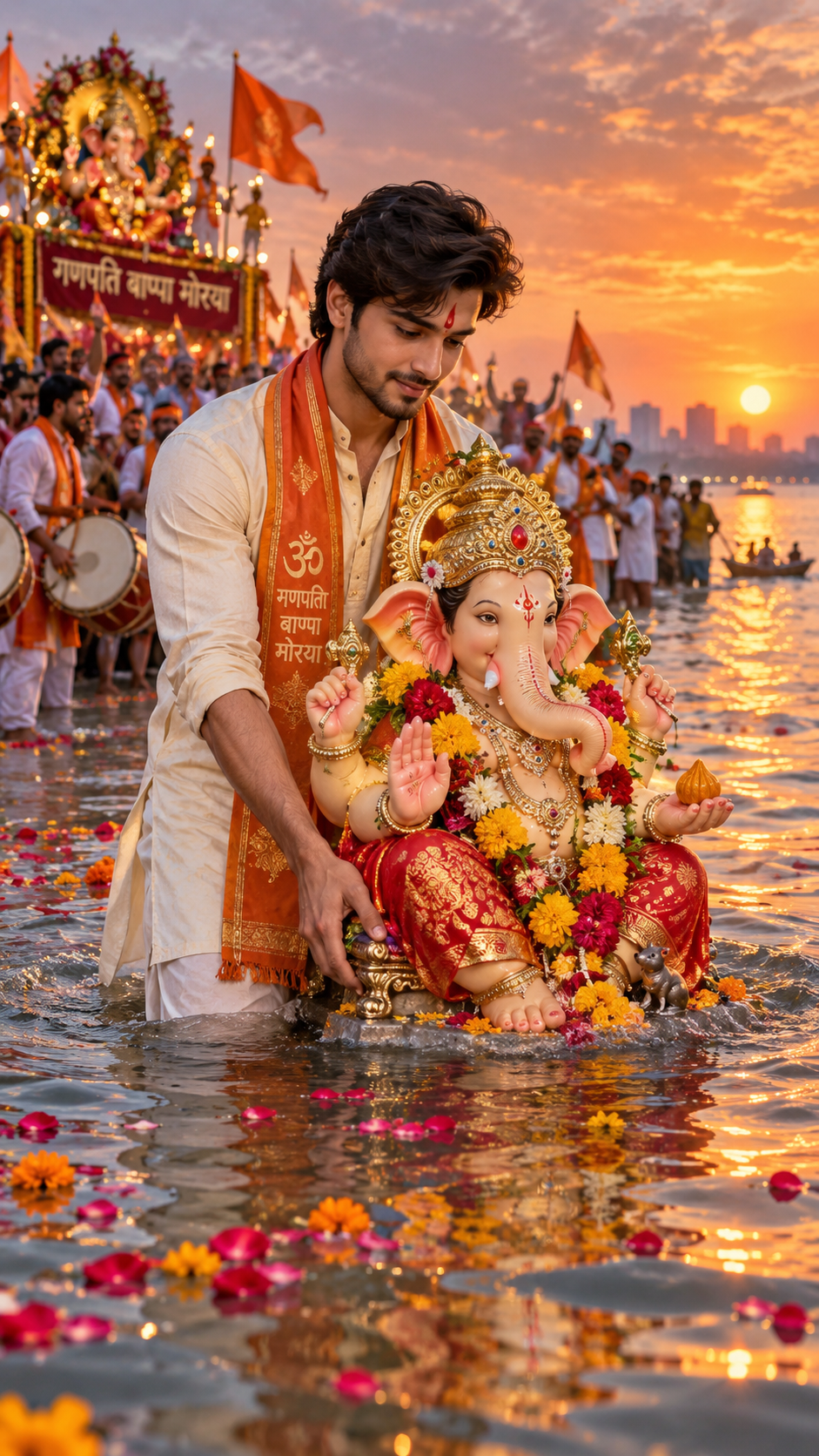 Ganesh Visarjan at Sunset