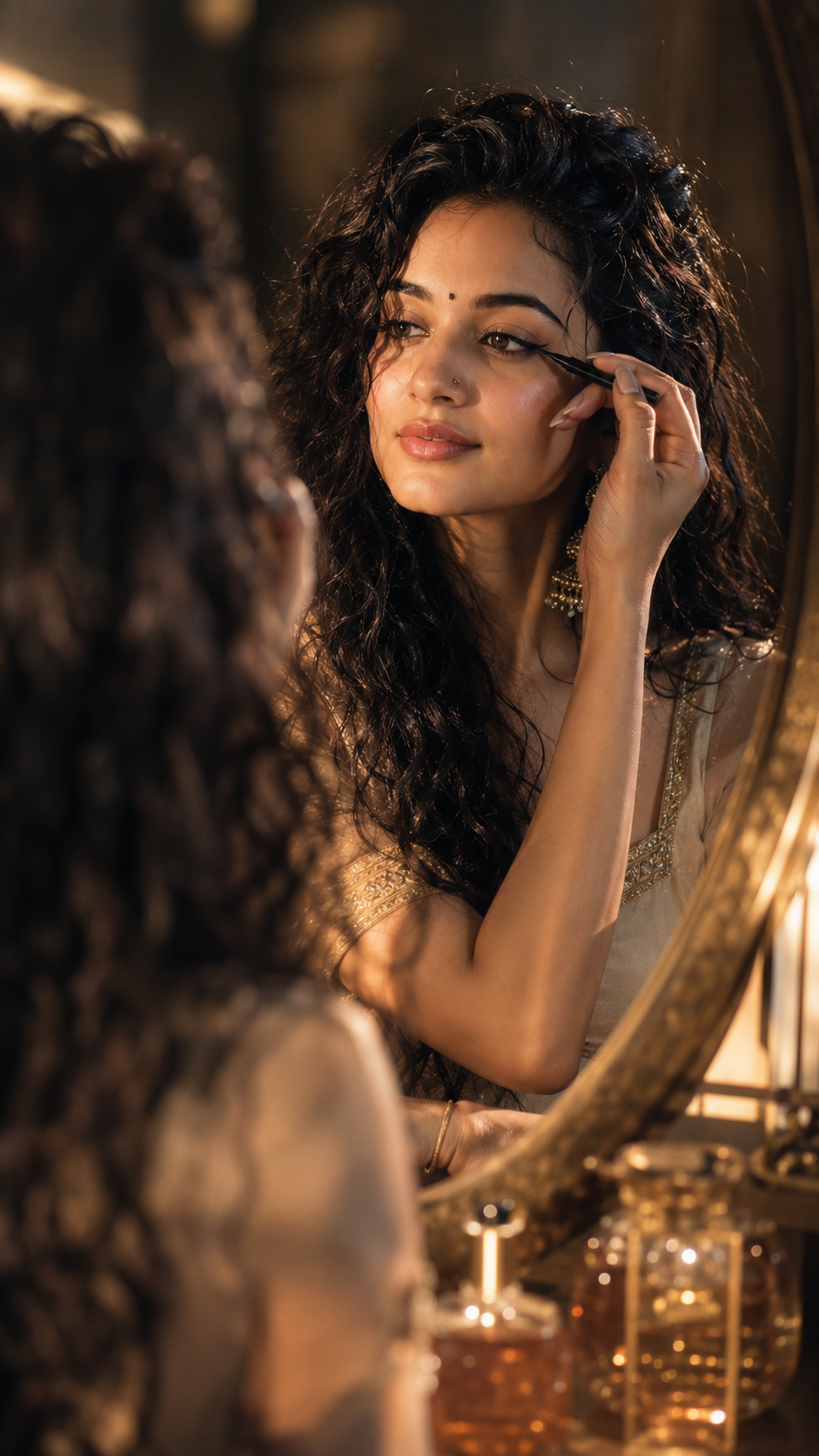 Glamorous portrait at the vanity