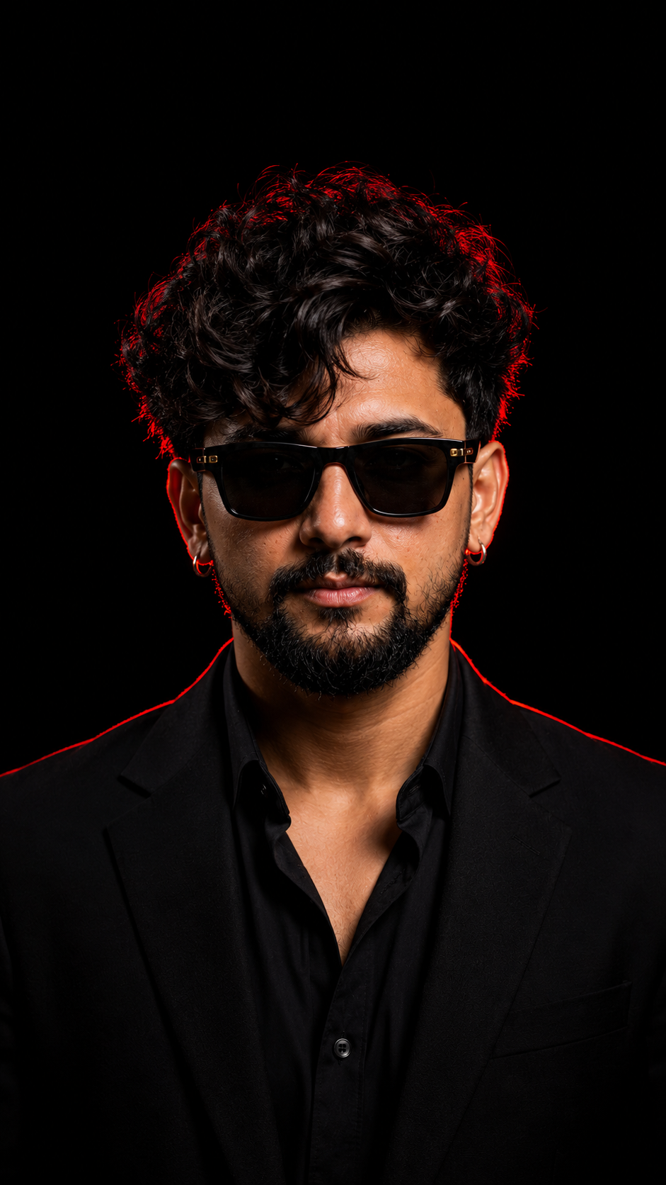 Cinematic Red-Rimmed Portrait of Man
