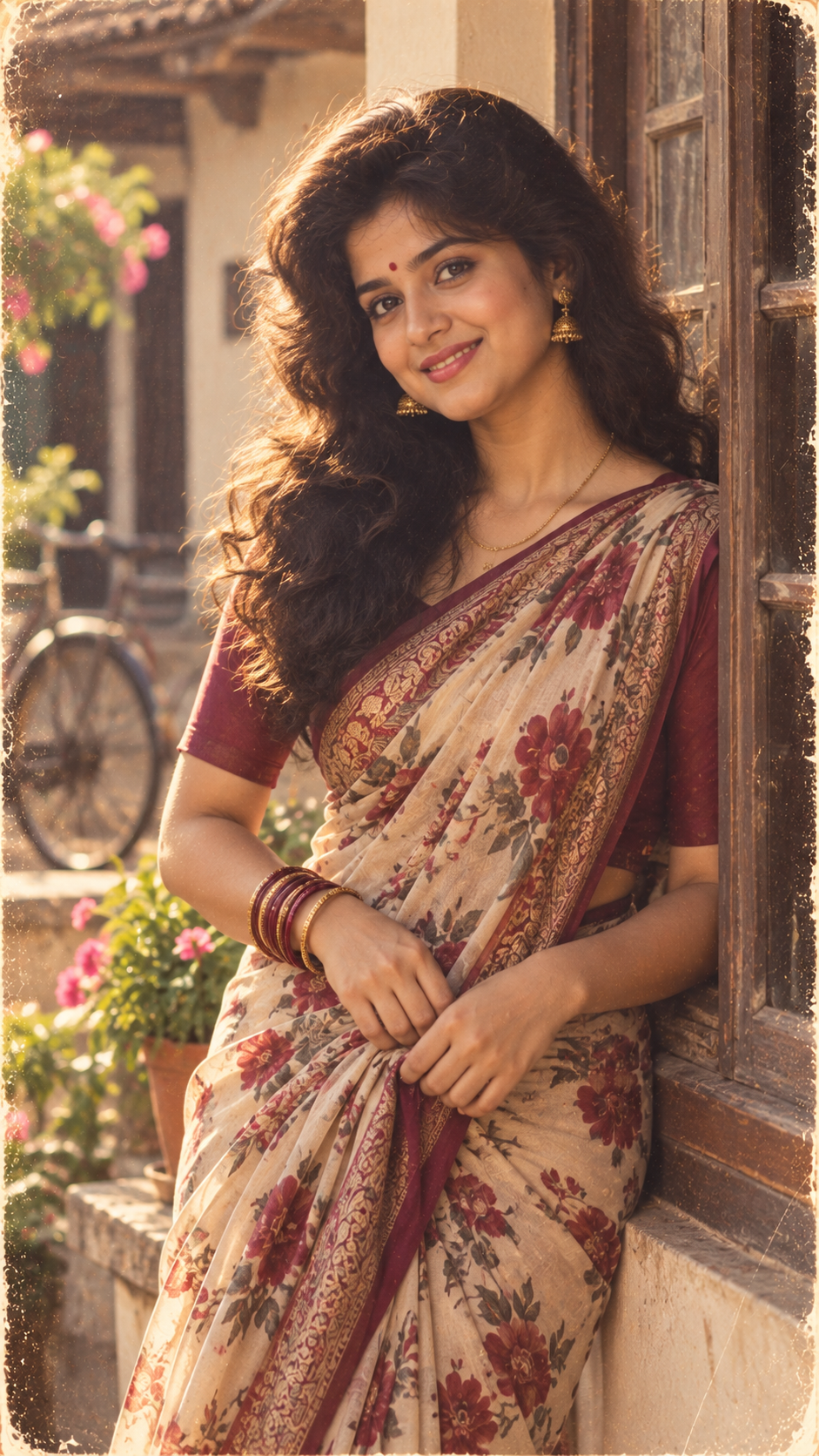 Nostalgic Saree Portrait by the Window