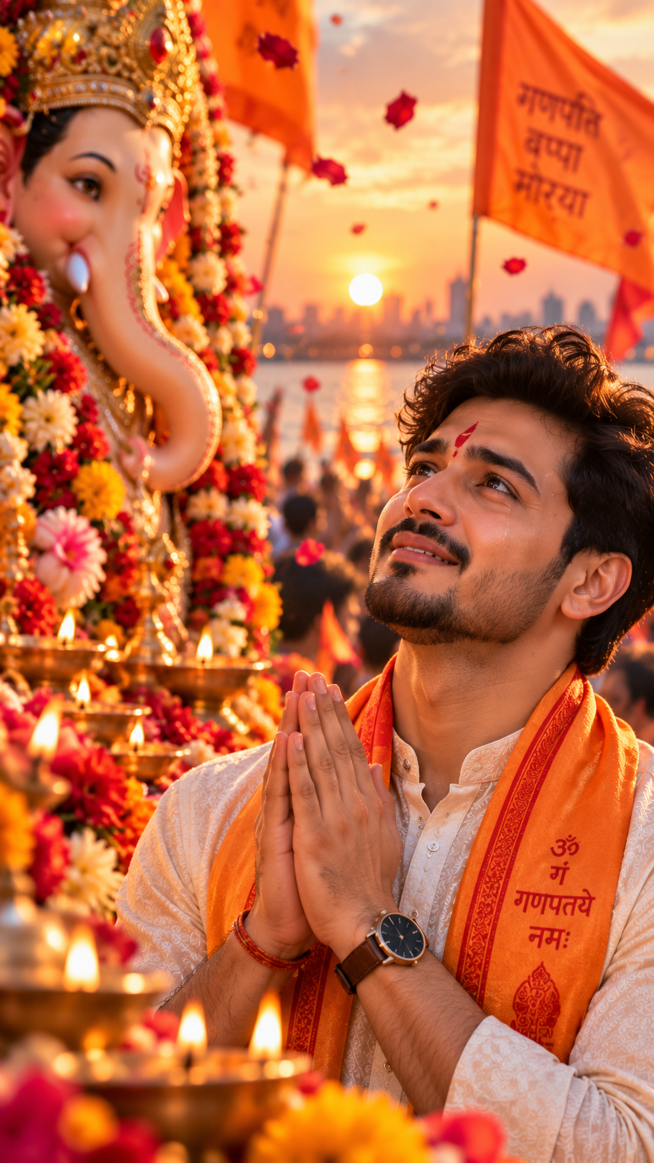 Golden Devotion Before Ganesha