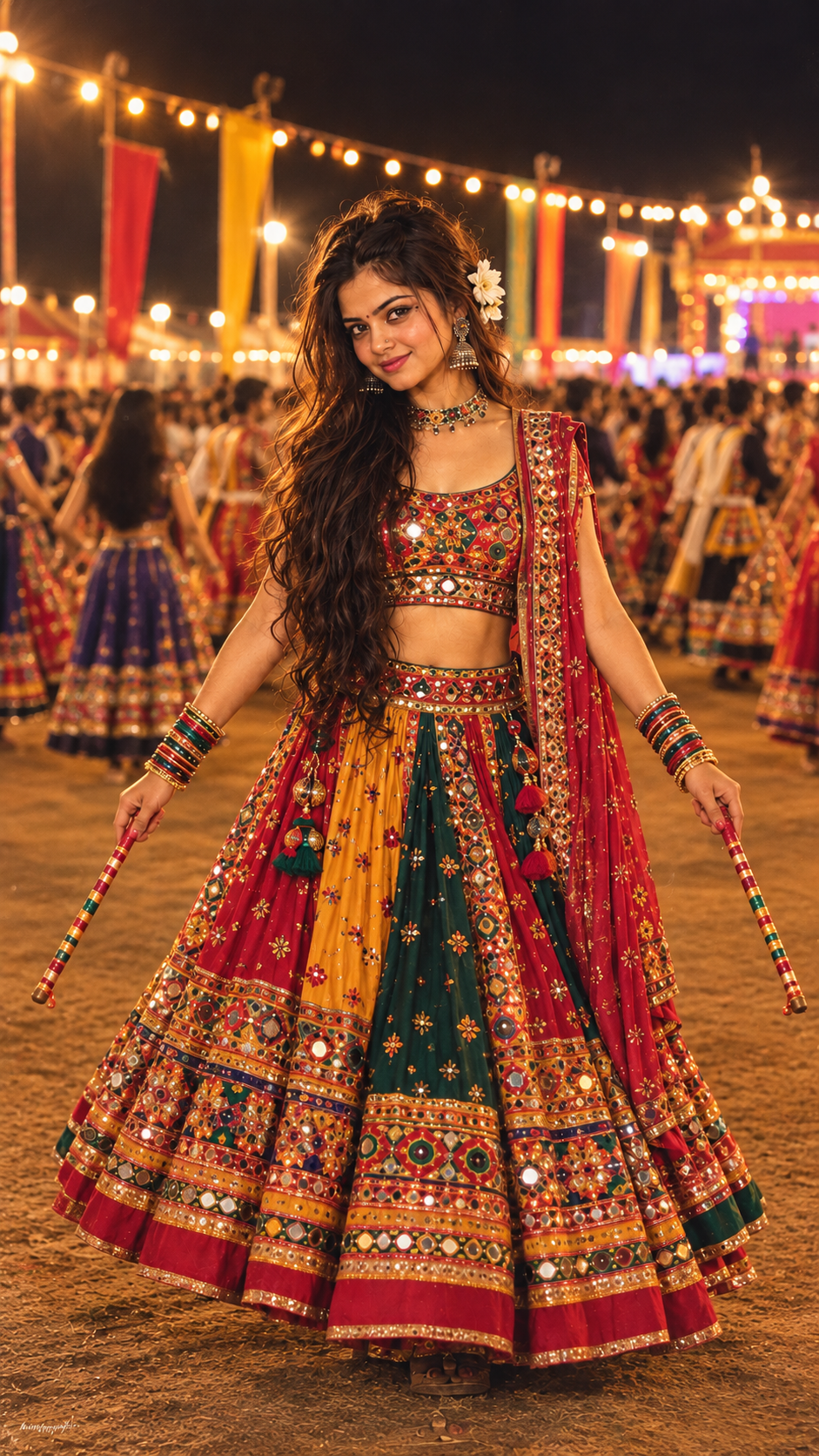 90s Vintage Garba Girl Portrait