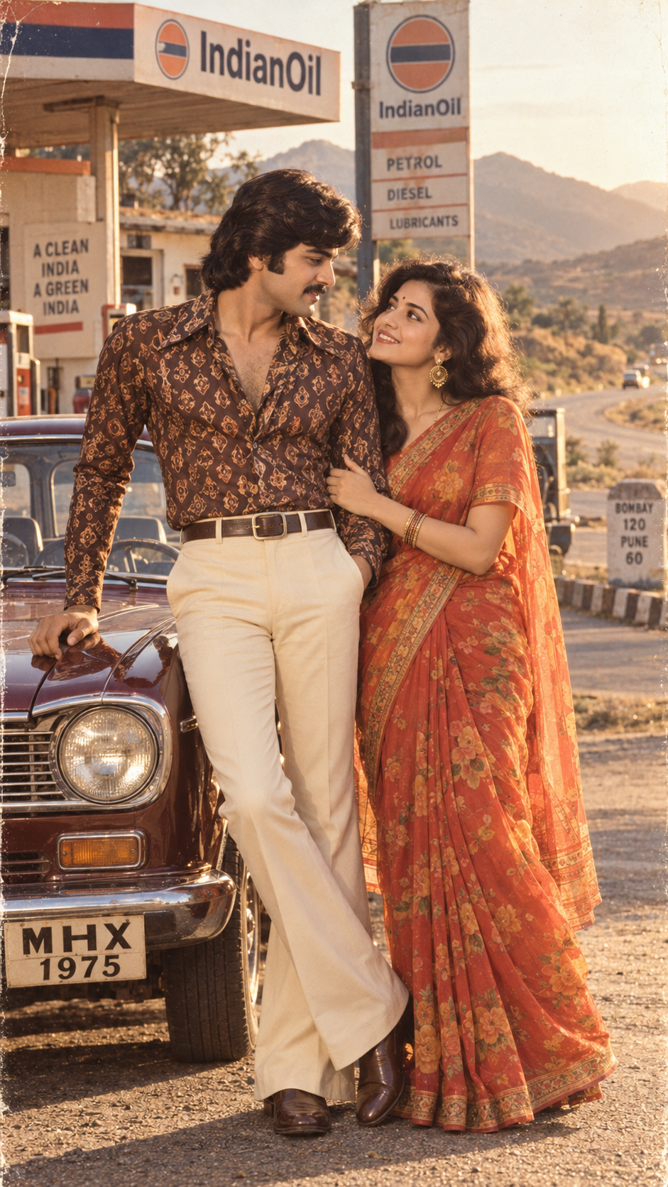 Retro Bollywood Petrol Station Romance