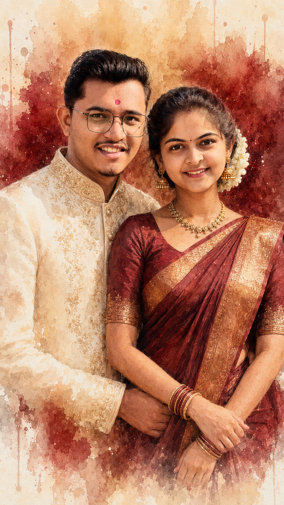 Romantic couple portrait in festive attire