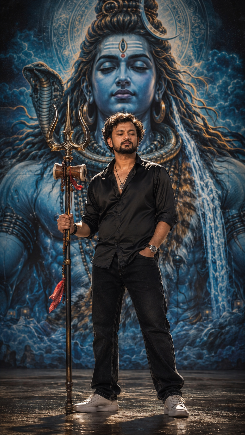 Meditative power before Shiva's mural