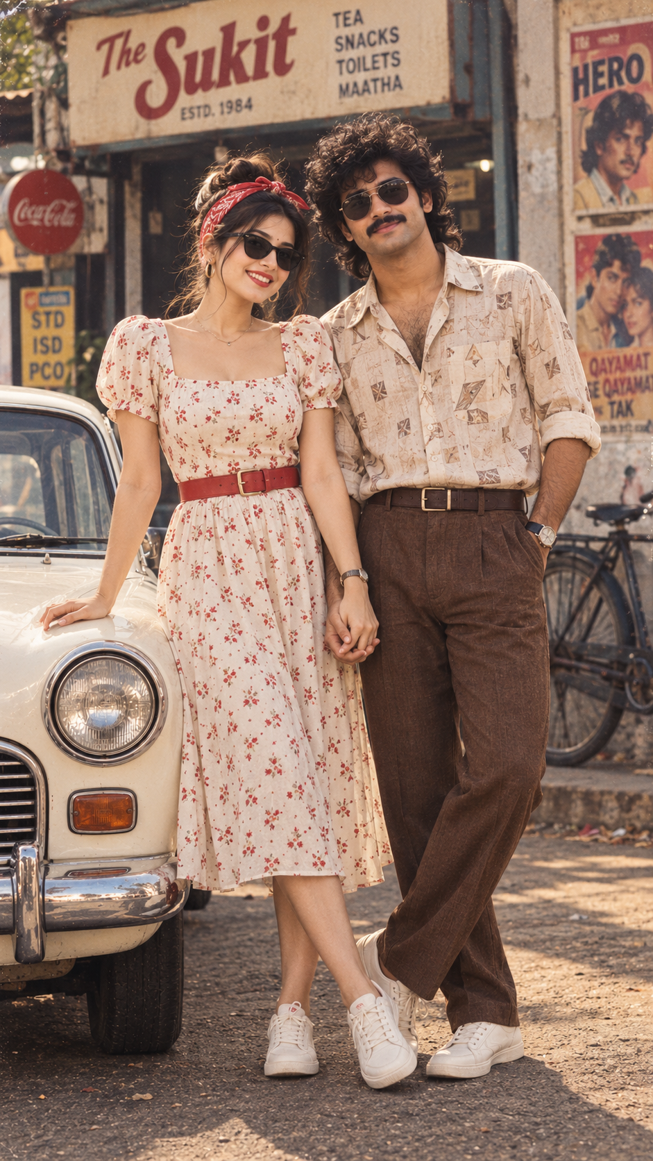 Retro Couple by a Classic Car