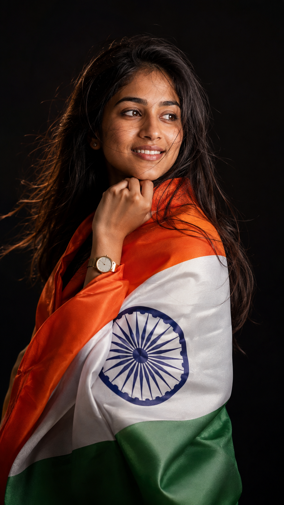 Indian Flag Portrait with Soft Studio