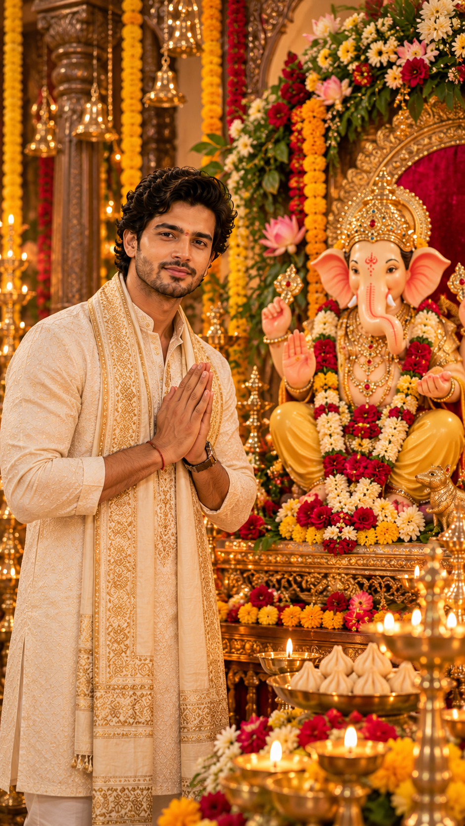 Devotional Namaste Before Lord Ganesha
