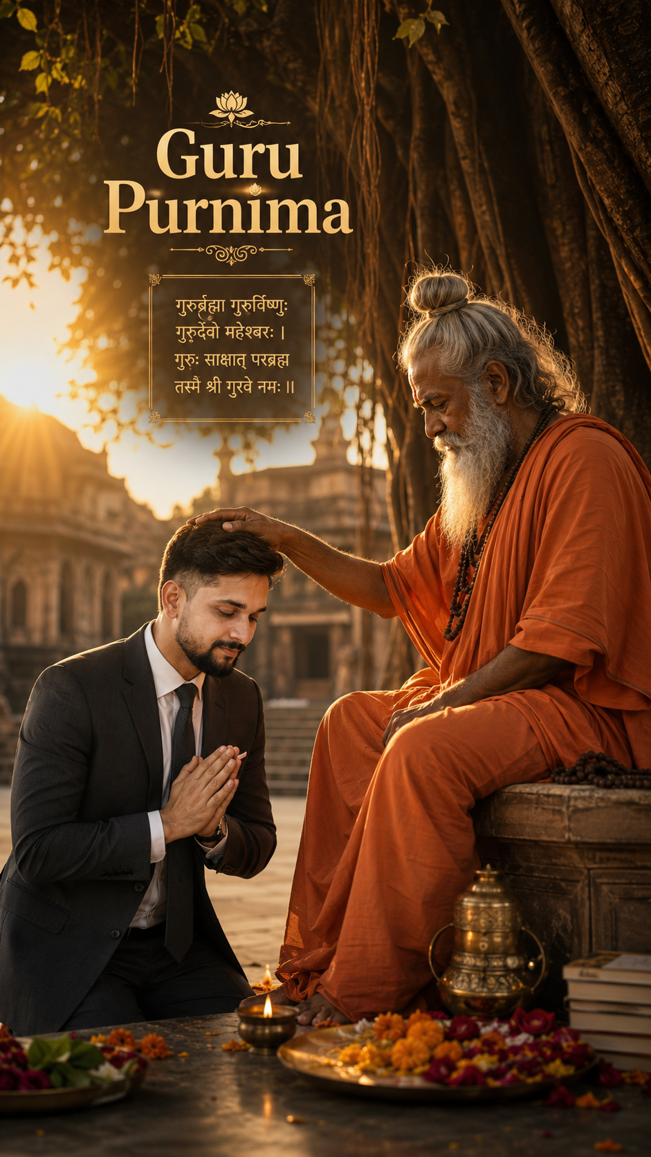 Guru Purnima blessing ceremony in the temple