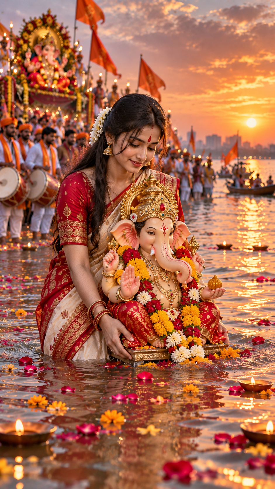 Golden-Hour Ganesh Visarjan Devotion