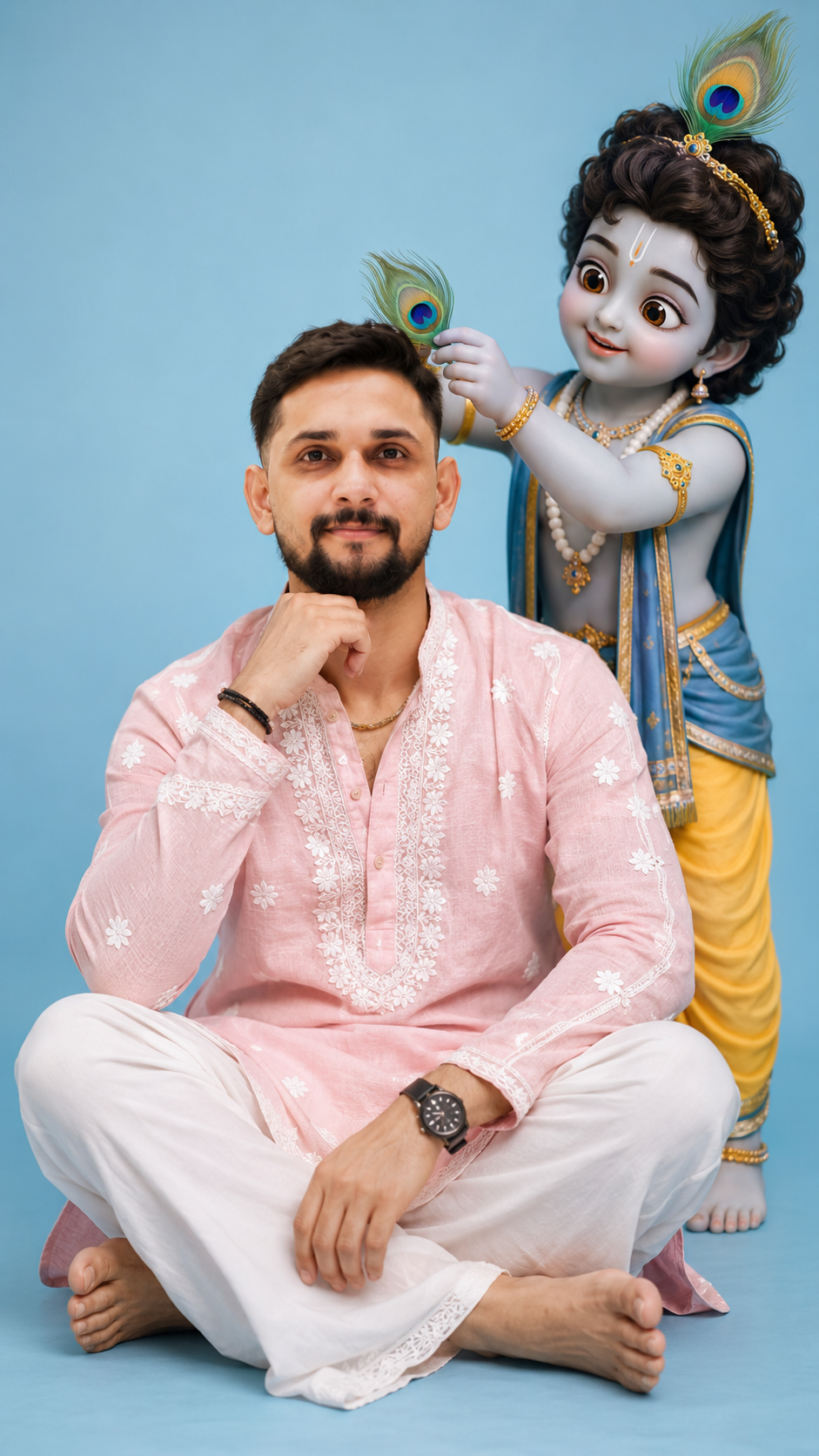 Krishna’s Playful Peacock Feather Blessing