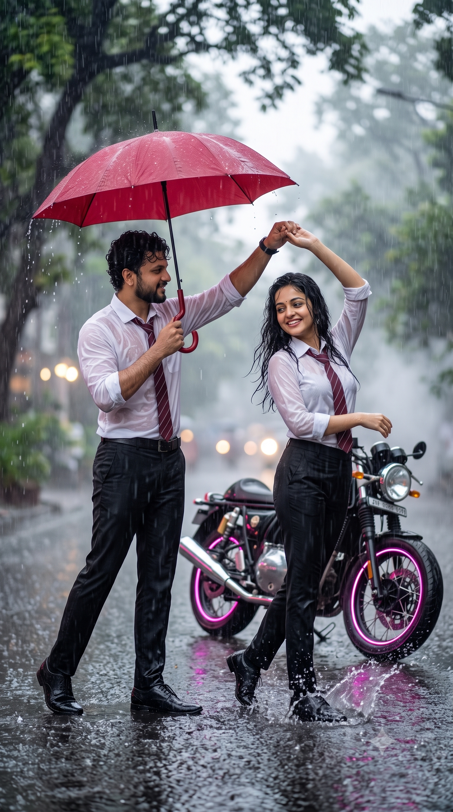 Couple Rain Dance