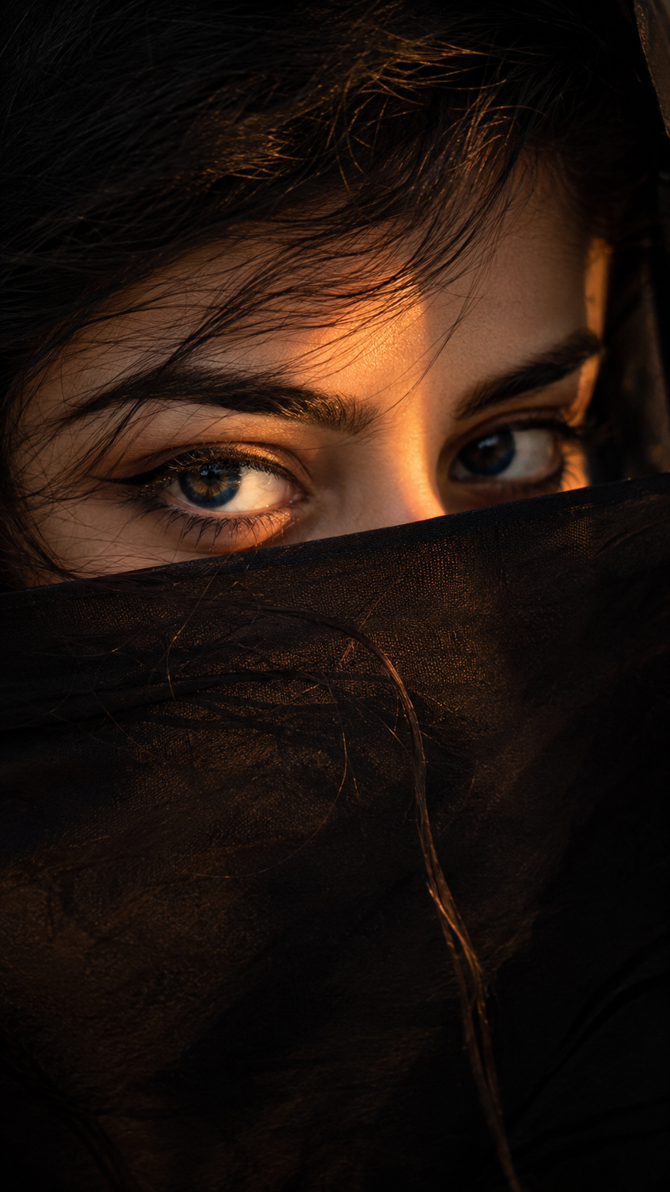 Veiled Gaze in Warm Light