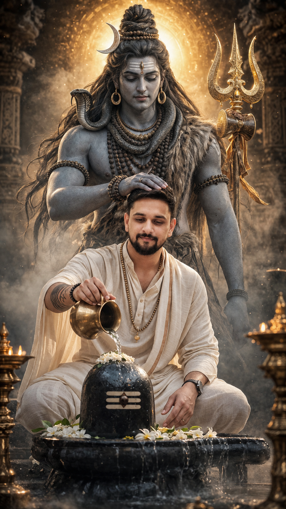 Divine blessing in temple light