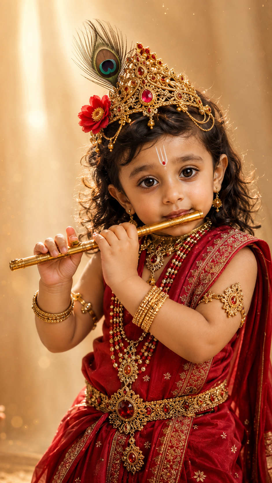 Little Krishna with Golden Flute