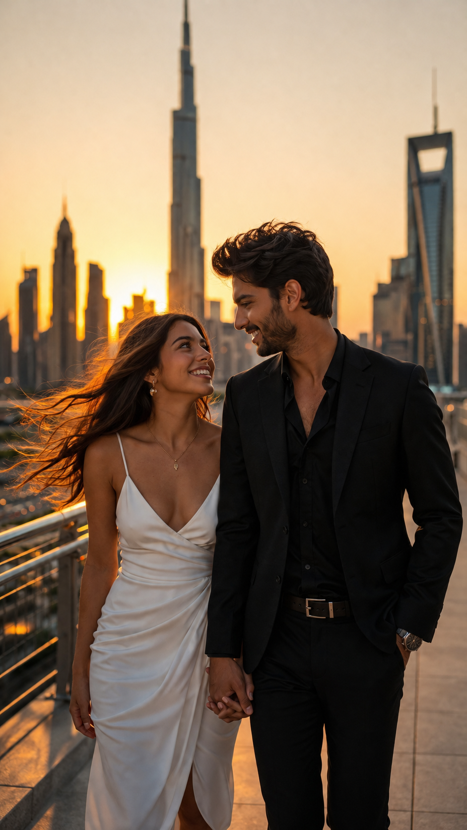 Golden-hour romance on a city terrace