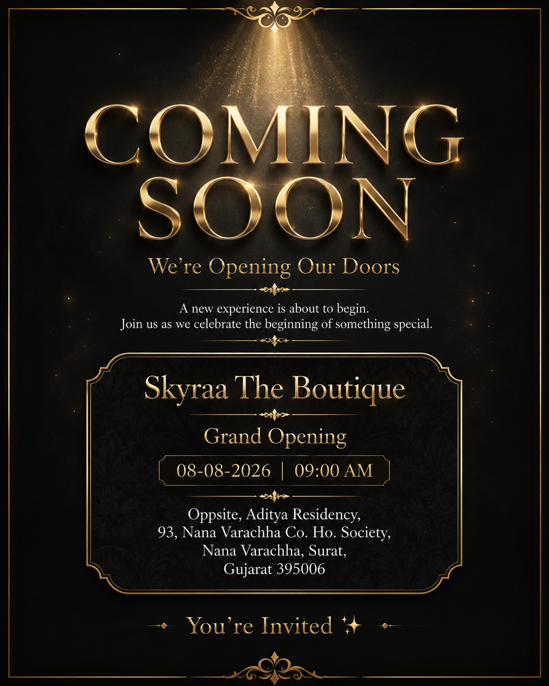 Premium Coming Soon Opening Invitation