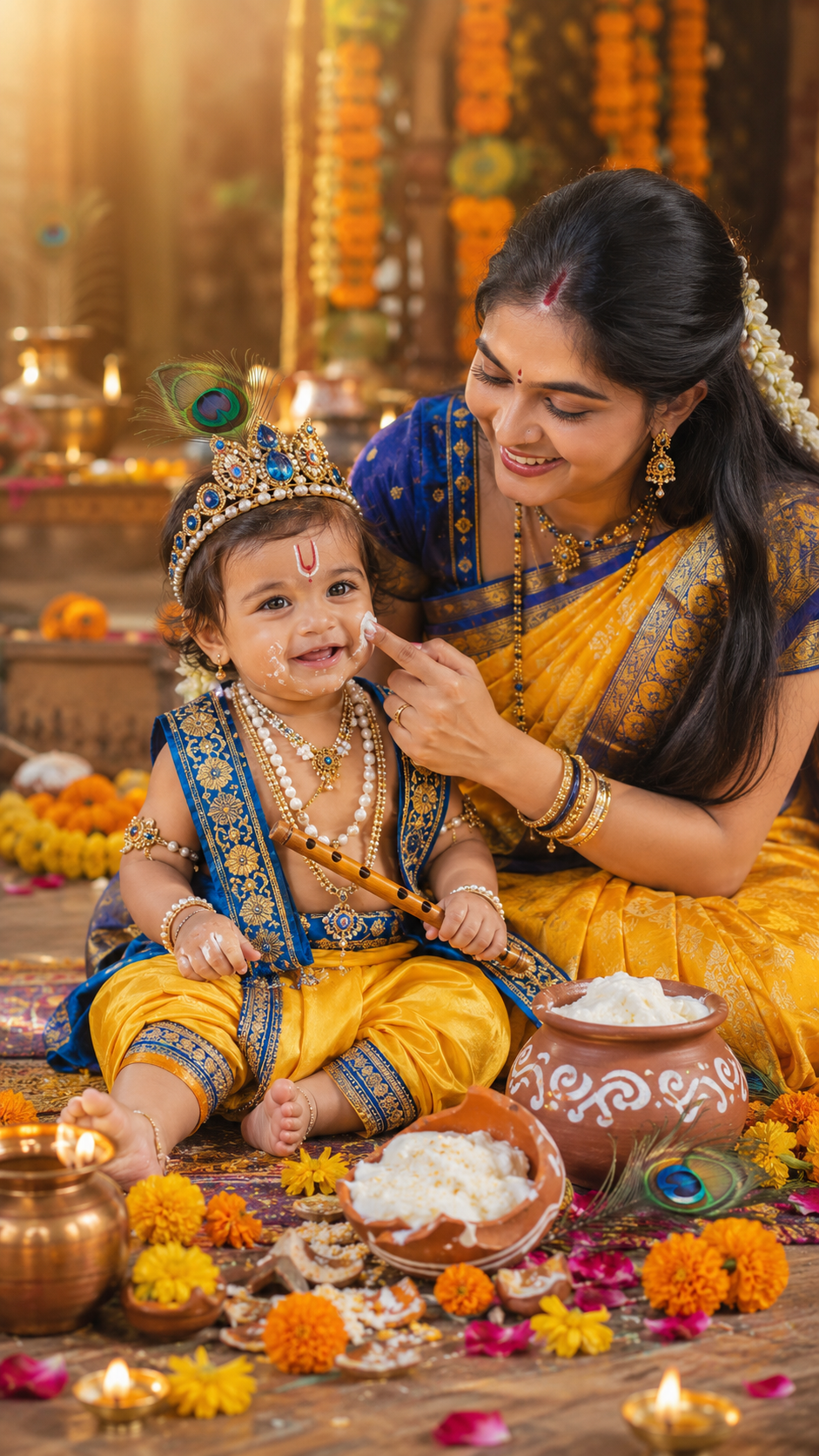 Cute Makhan Chor with Mom