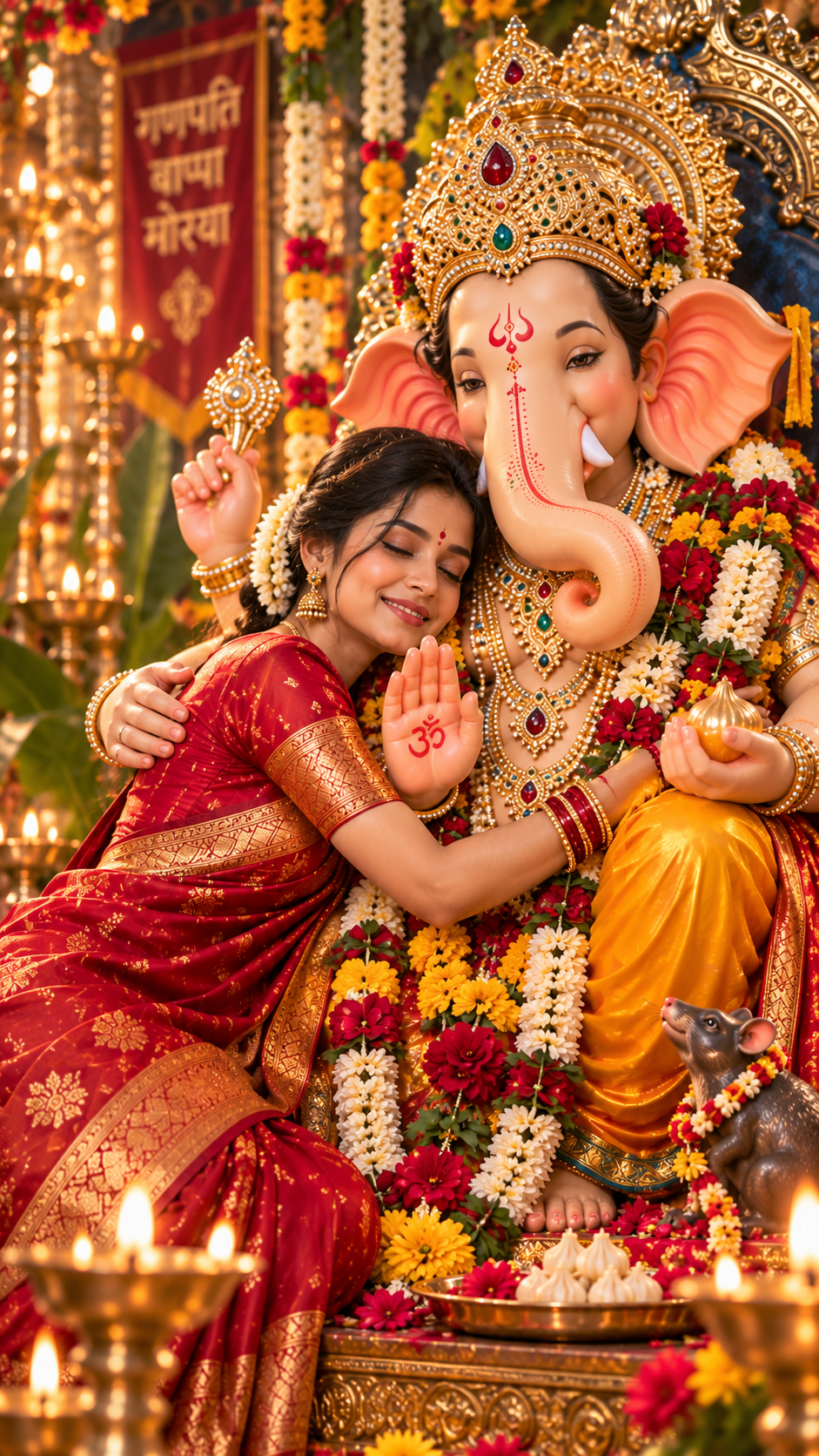 Devotional Embrace with Lord Ganesha