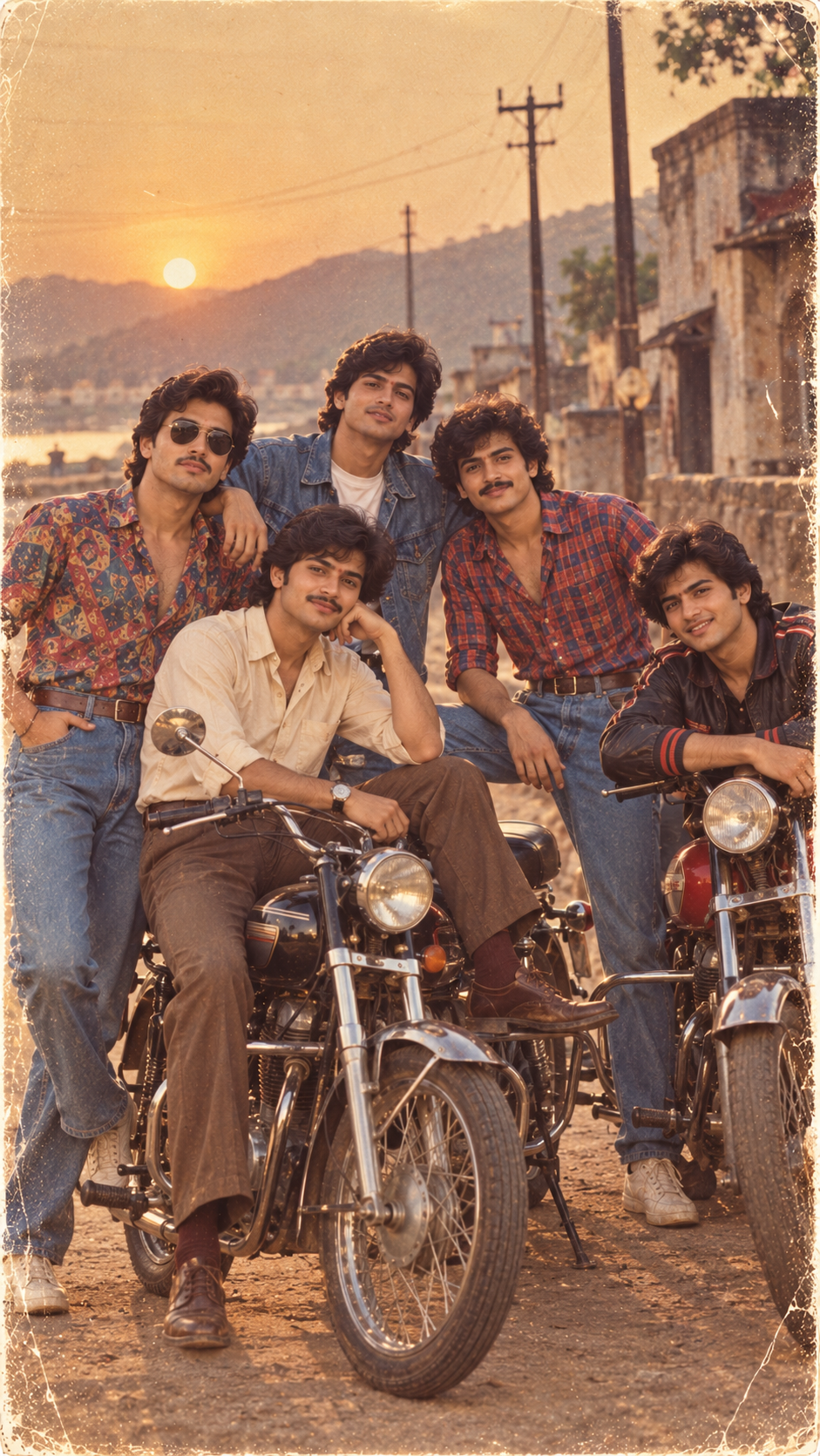 Retro Bikers at Sunset