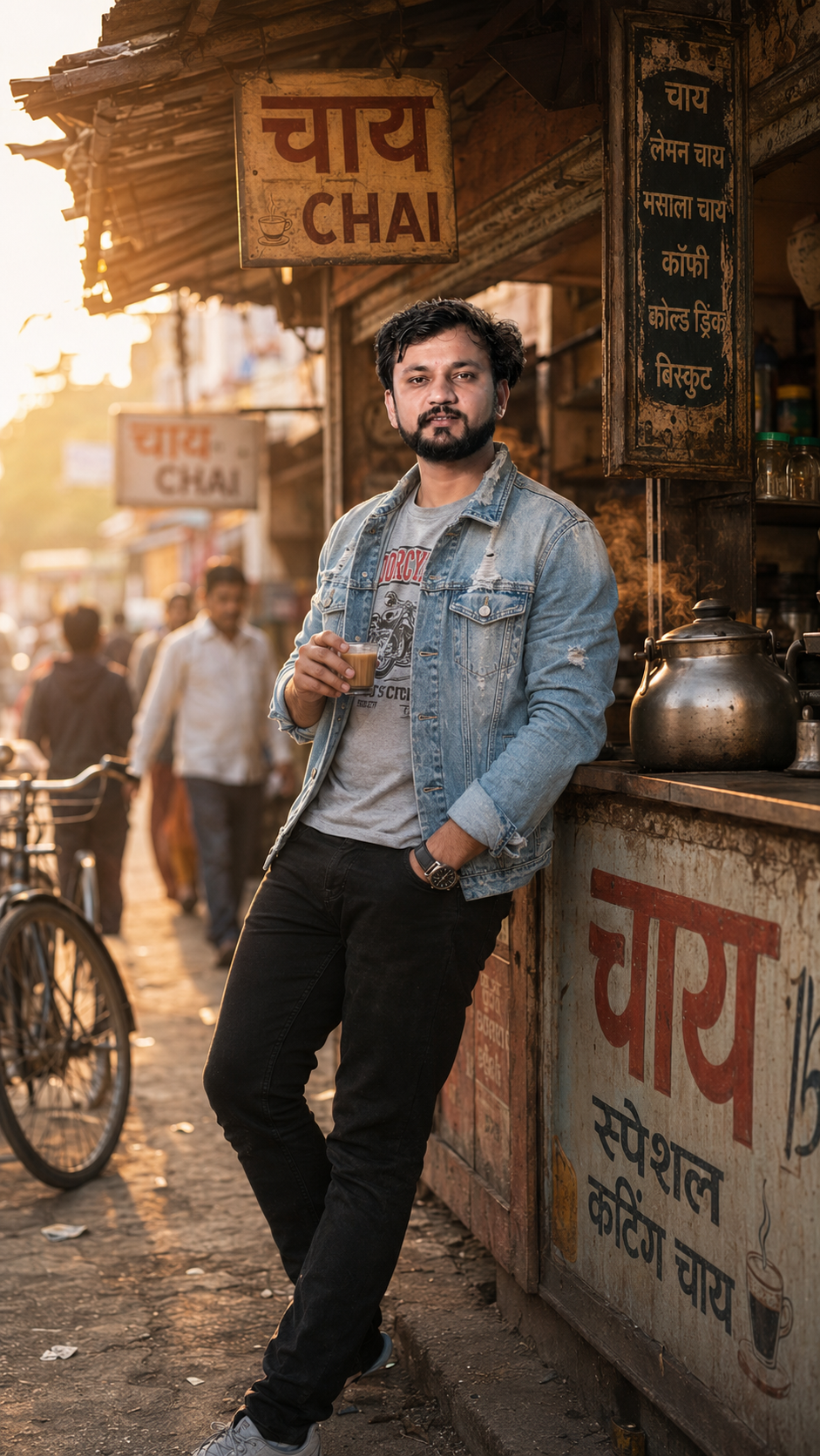Golden hour at the chai stall