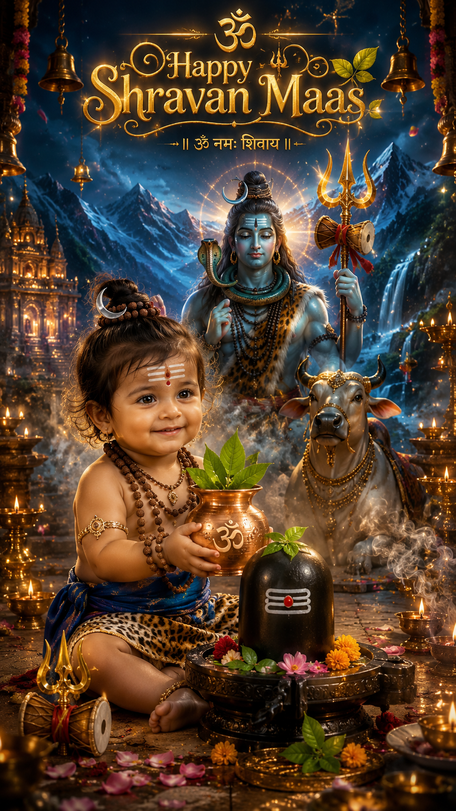 Devotional serenity in golden light Shravan Maas