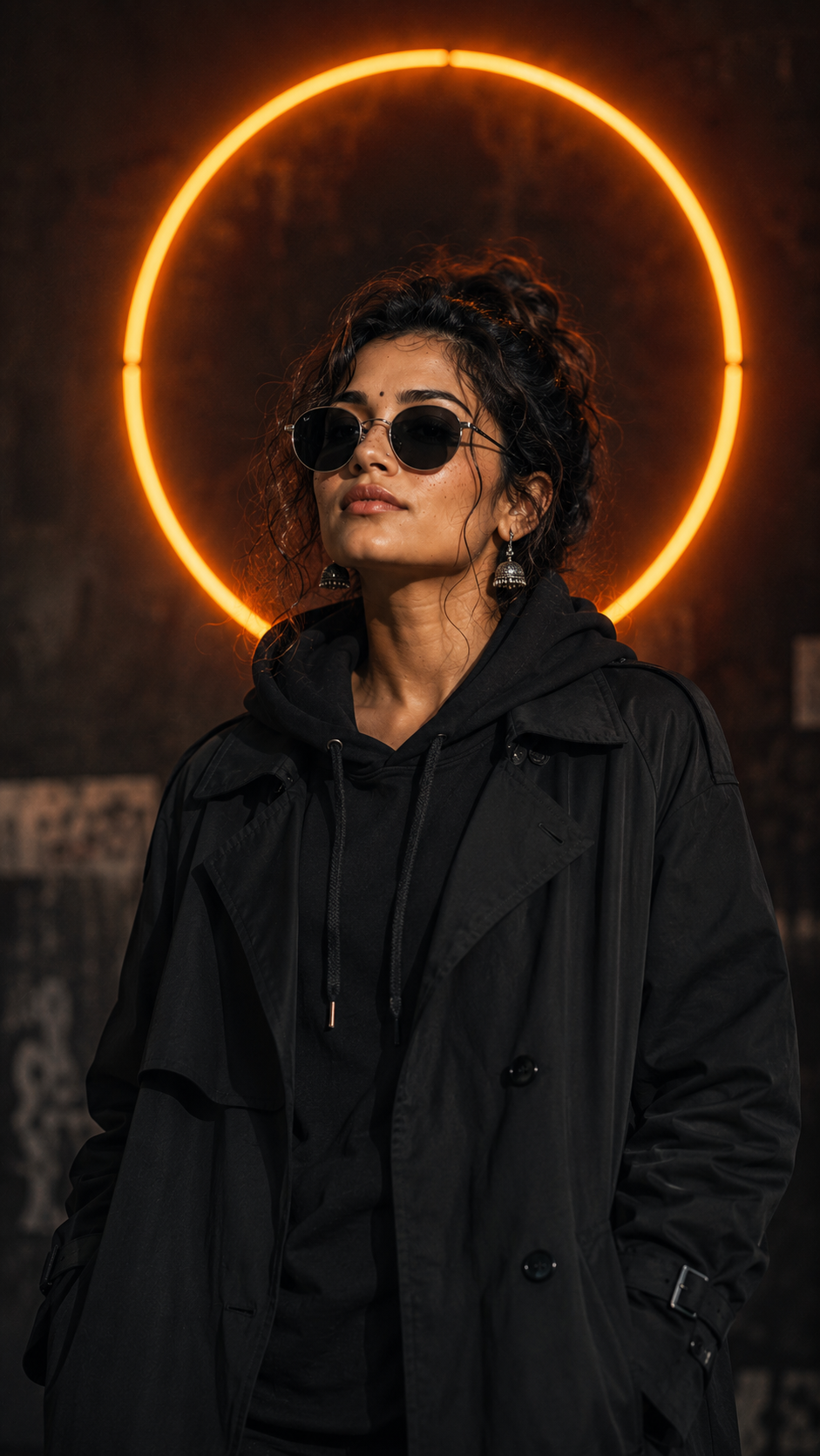 Neon halo in the urban night