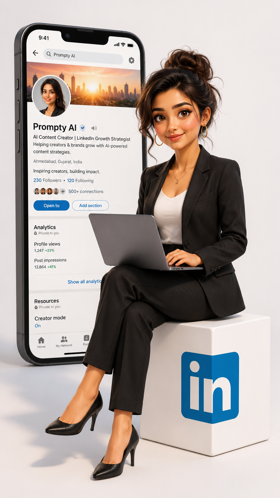 LinkedIn profile in a professional setting