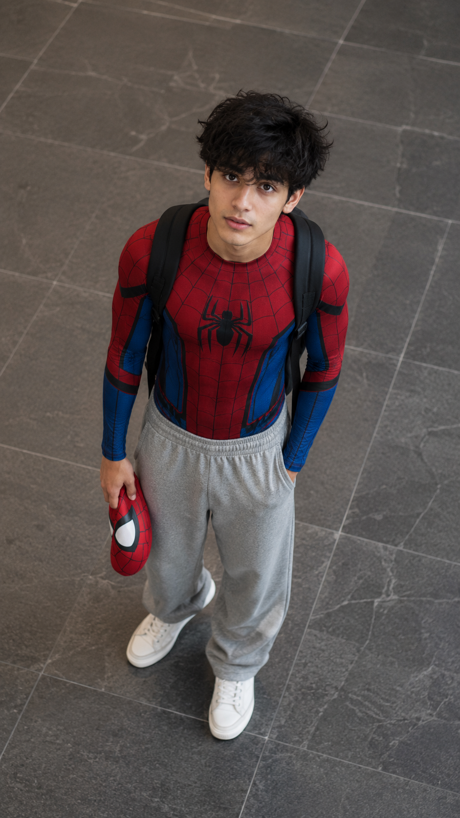 Spider-Man Streetwear on Stone Tiles