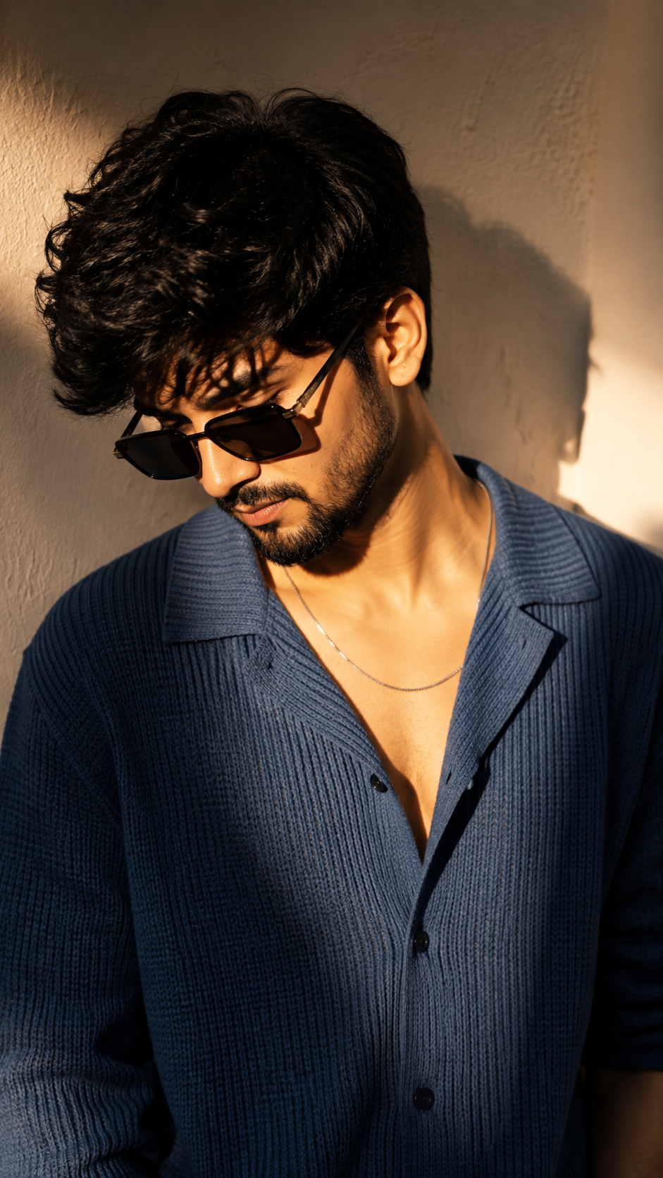 Golden-Hour Portrait by the Wall