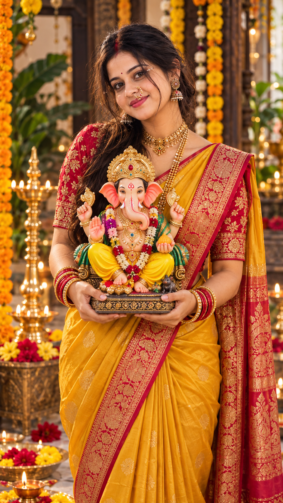 Festive Ganesha Puja with Devotion