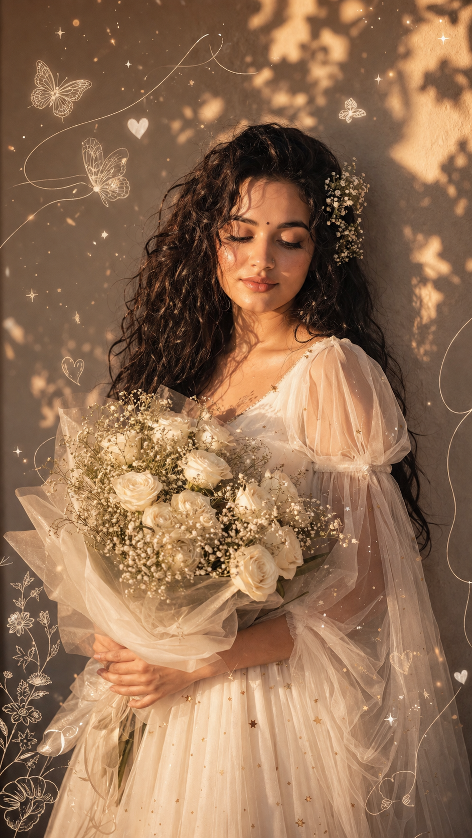 Romantic sunlight and floral dreams
