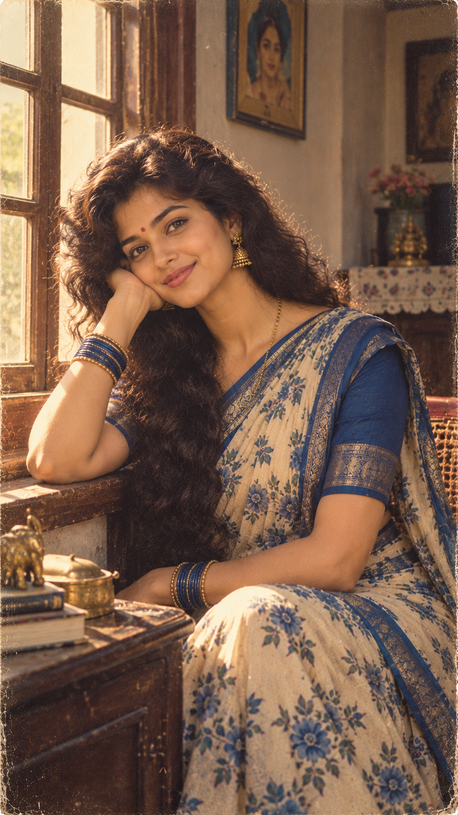 Sunlit Vintage Saree Portrait