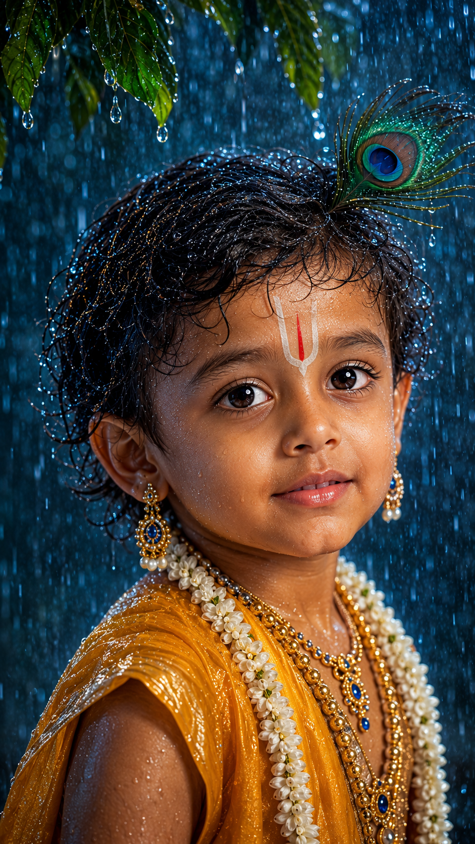 Rain-Kissed Krishna Portrait