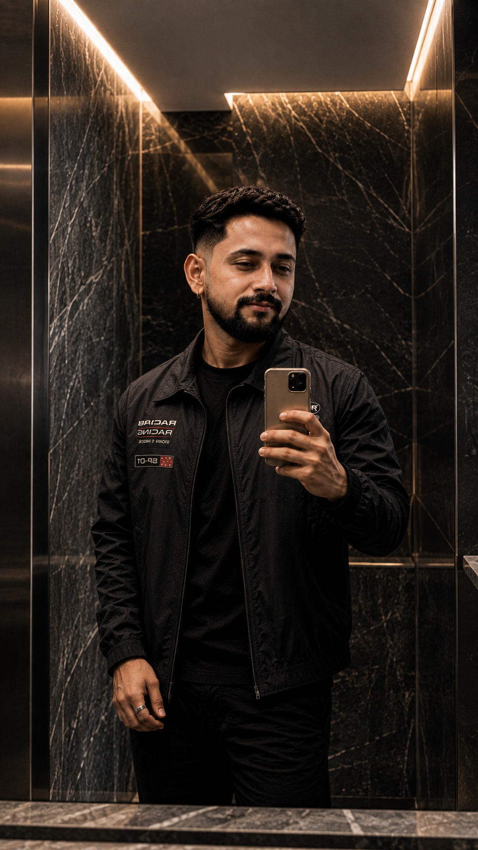 Warm Marble Vanity Selfie