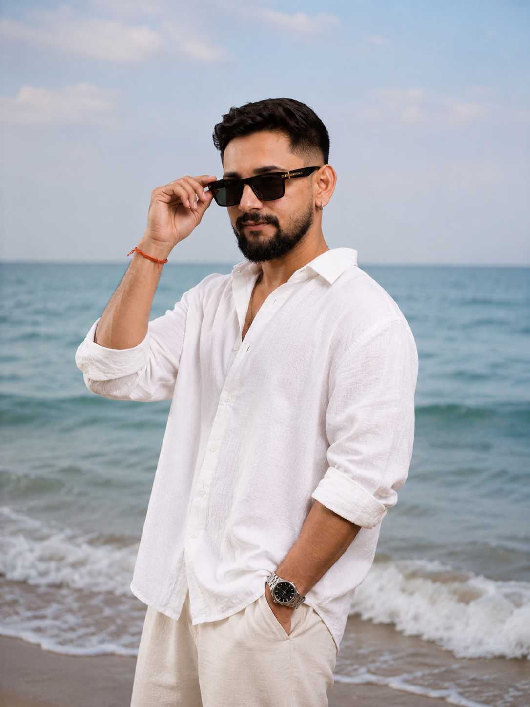 Stylish Man by the Shoreline