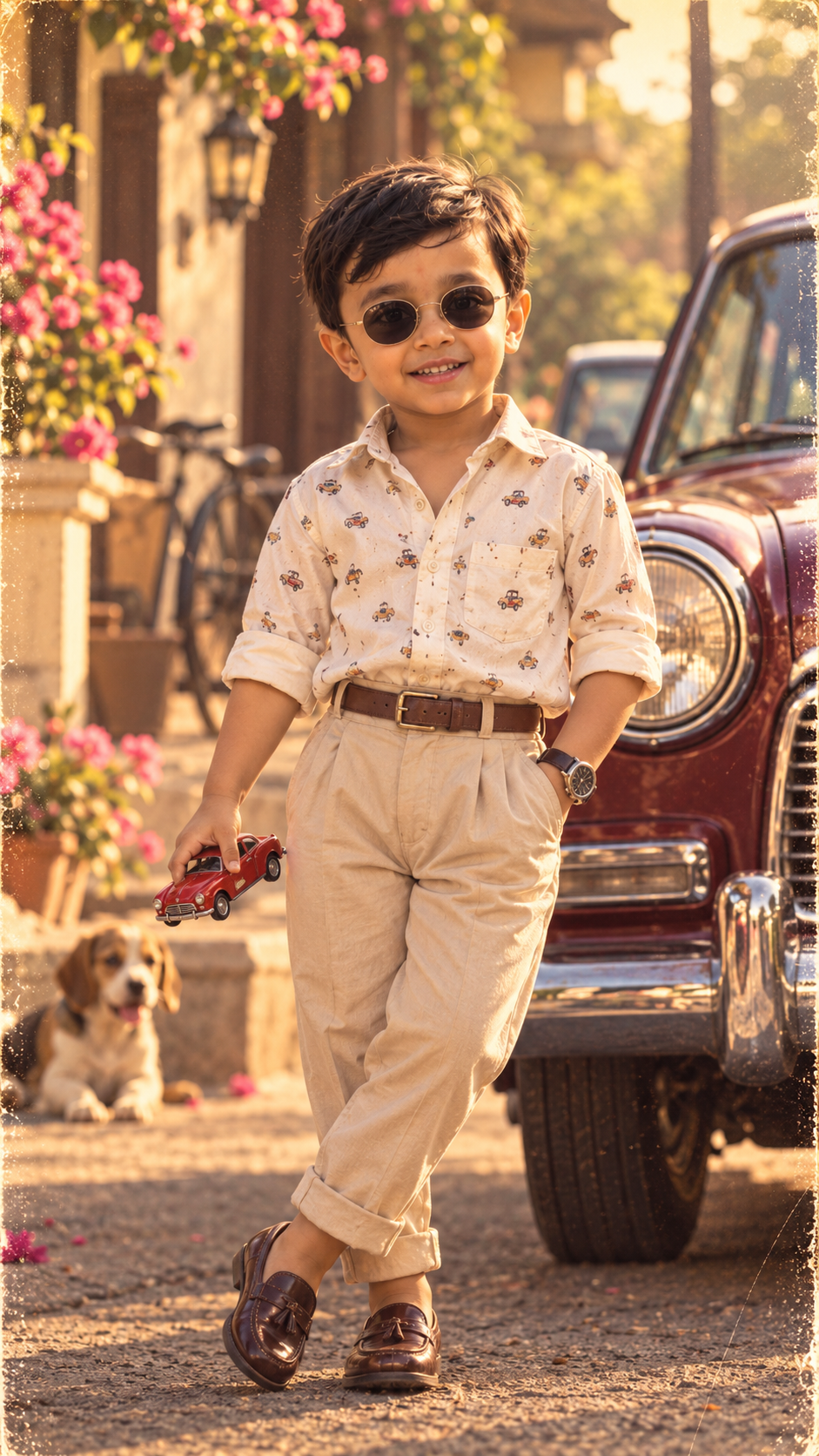 Vintage Boy with Classic Car
