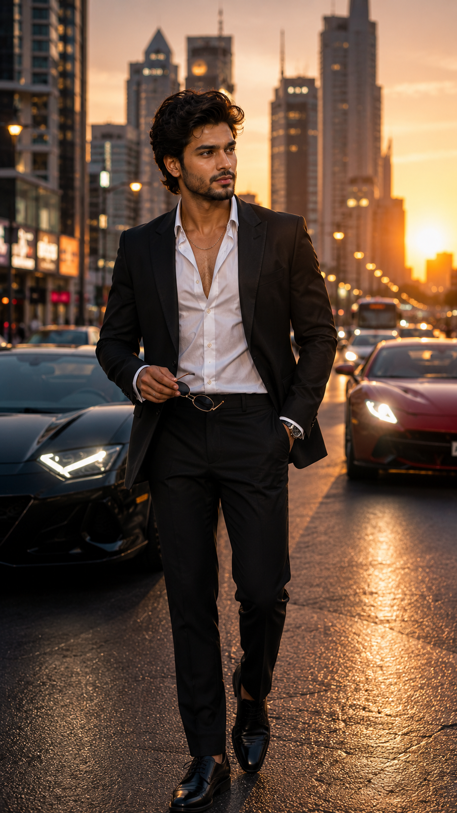 Golden hour in the city streets